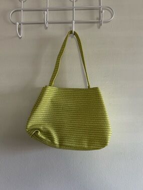 Stylish Lime Green Woven Shoulder Bag